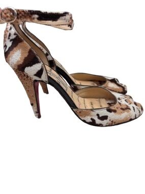 Vintage Angeleigh Anastasio Italy Pony Hair Heels Animal Peep Toe 6 Mobwife